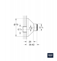 MEDIDAS RACOR EN S 1/2"x3/4" GROHE